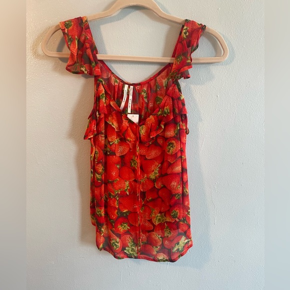NWT Anthropologie Strawberry Sheer tank - Picture 2 of 7
